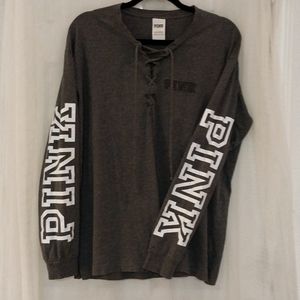 PINK Victoria Secret Gray Long Sleeve Tee